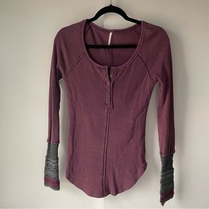 Free People thermal with knit sleeves